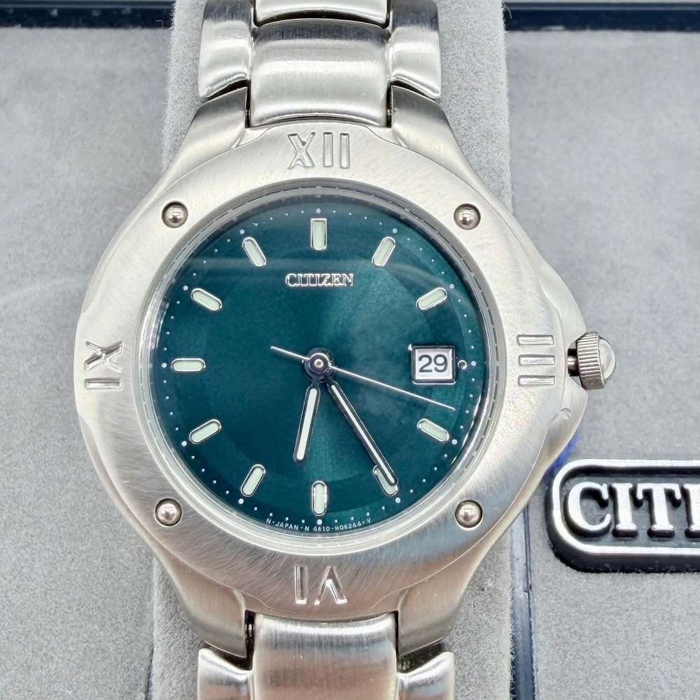 Citizen EF1370-52L Mens Quartz Stainless Steel Teal Dial Date Window Watch New